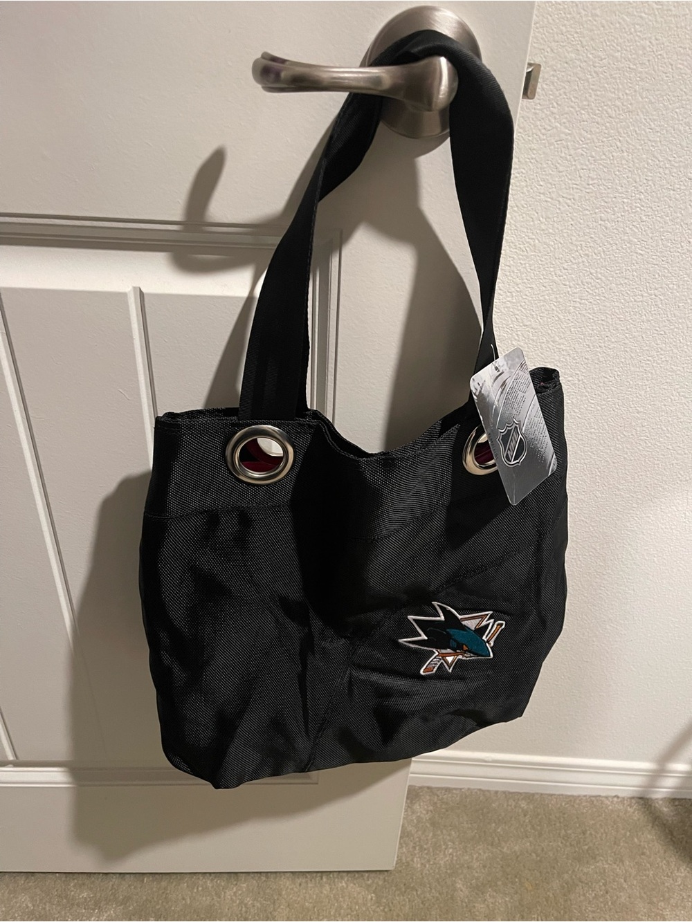 San Jose Sharks NHL Black Tote Bag Embroidered Logo New With Tags